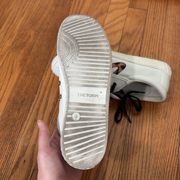 Anthropologie Tretorn Nylite Plus Sneaker Leather Shoe White Women's 9M leopard - Picture 9 of 10